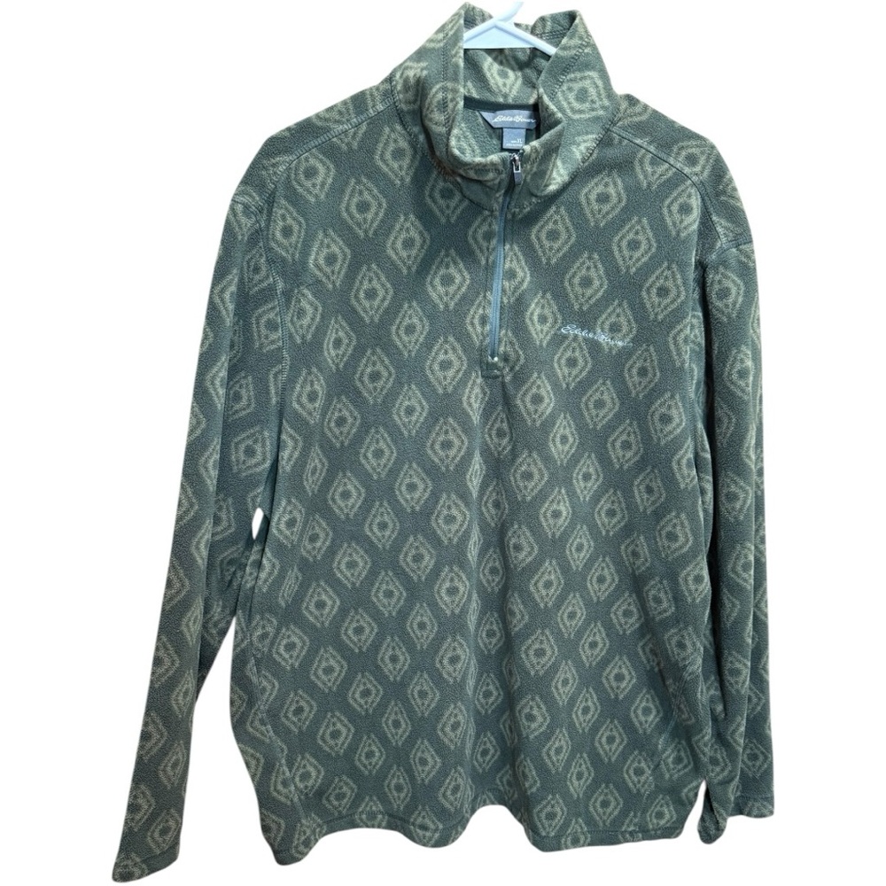 Eddie Bauer Men’s Green Long Sleeve Venture Fleece Quarter Zip Pullover | XL